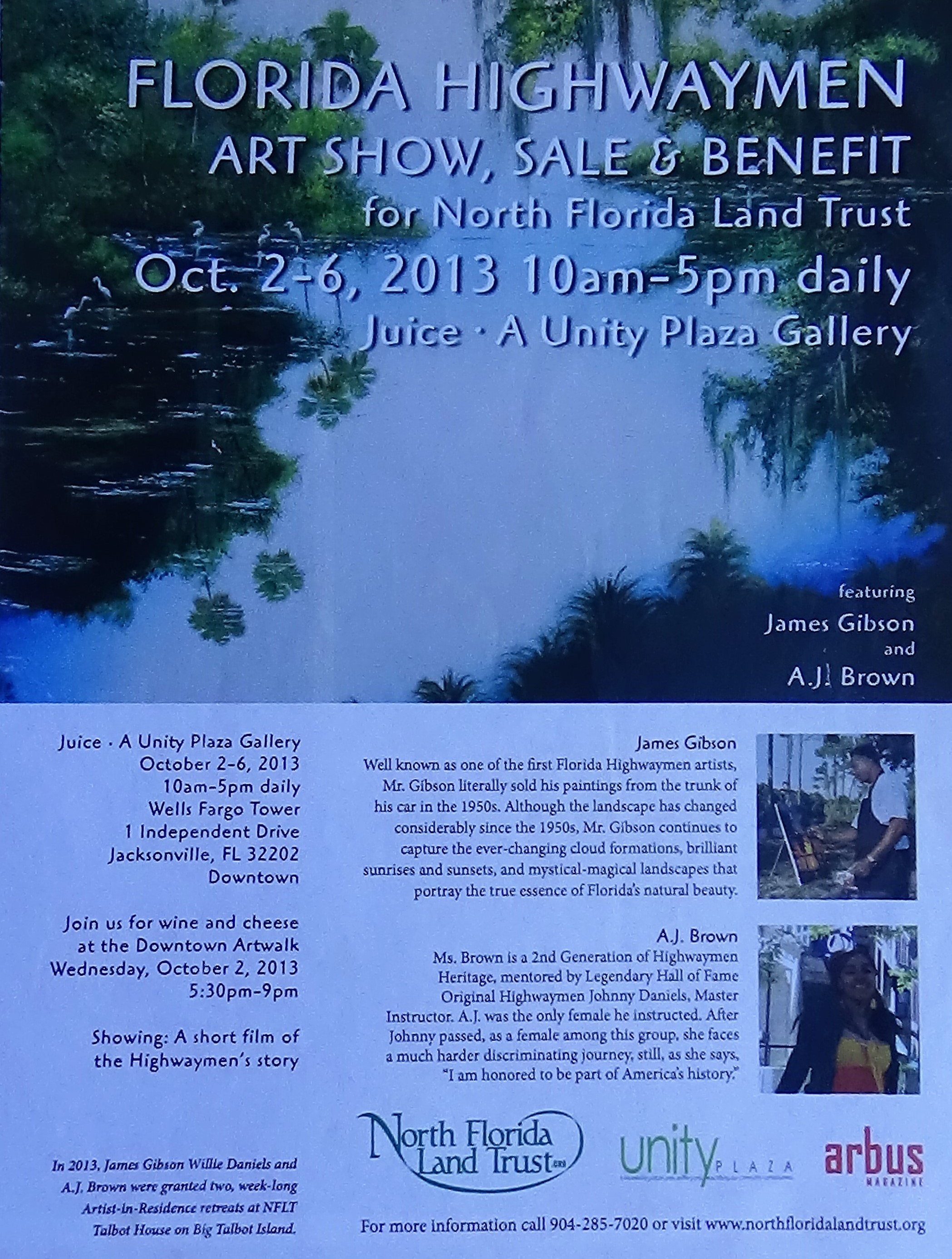 Florida Highwaymen painters James Gibson and AJ Brown art show in Jacksonville Florida, Oct 2013 